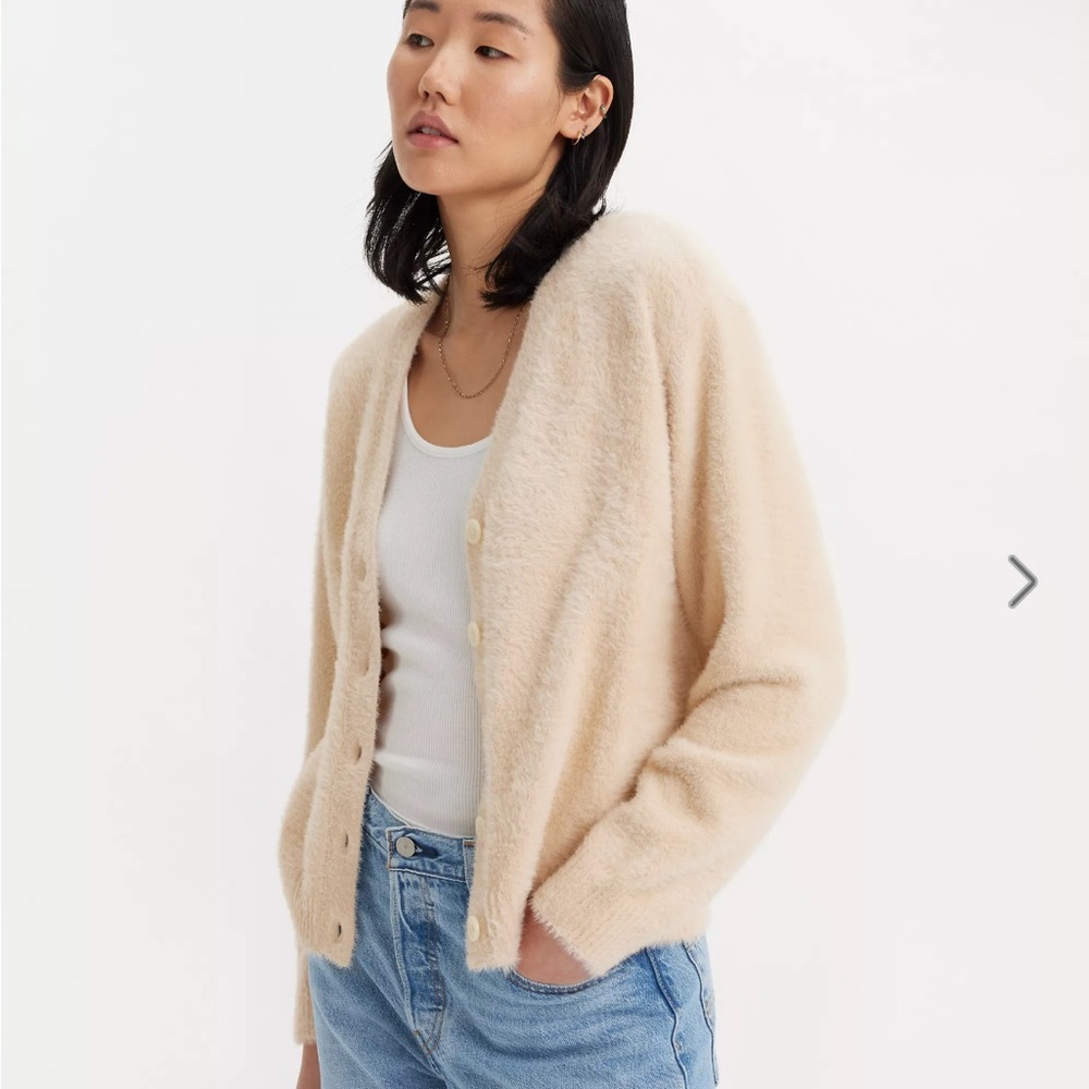 Levis Betty Cream Fuzzy Cardigan